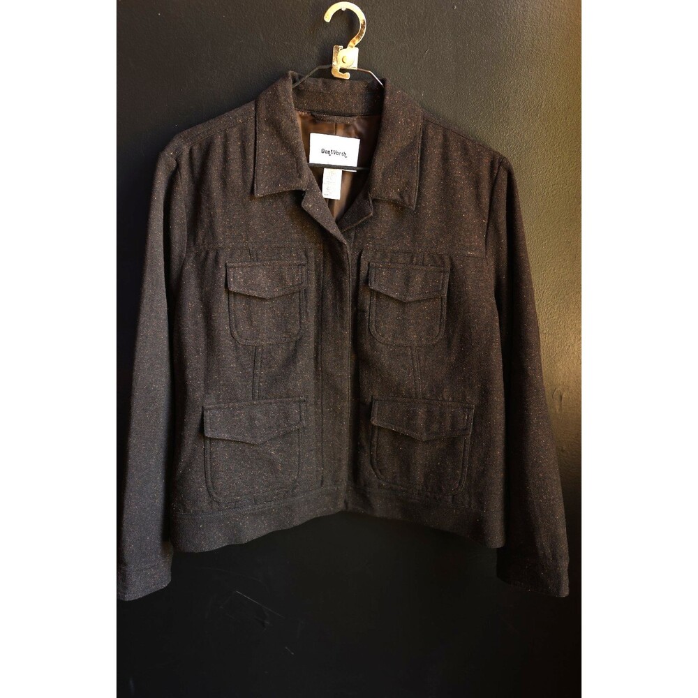 Vintage 90s Bon Worth Jacket Wool Shacket PXL Dark Academia Earthy Whimsigoth